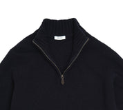 Half-zip - Navy Lammullströja