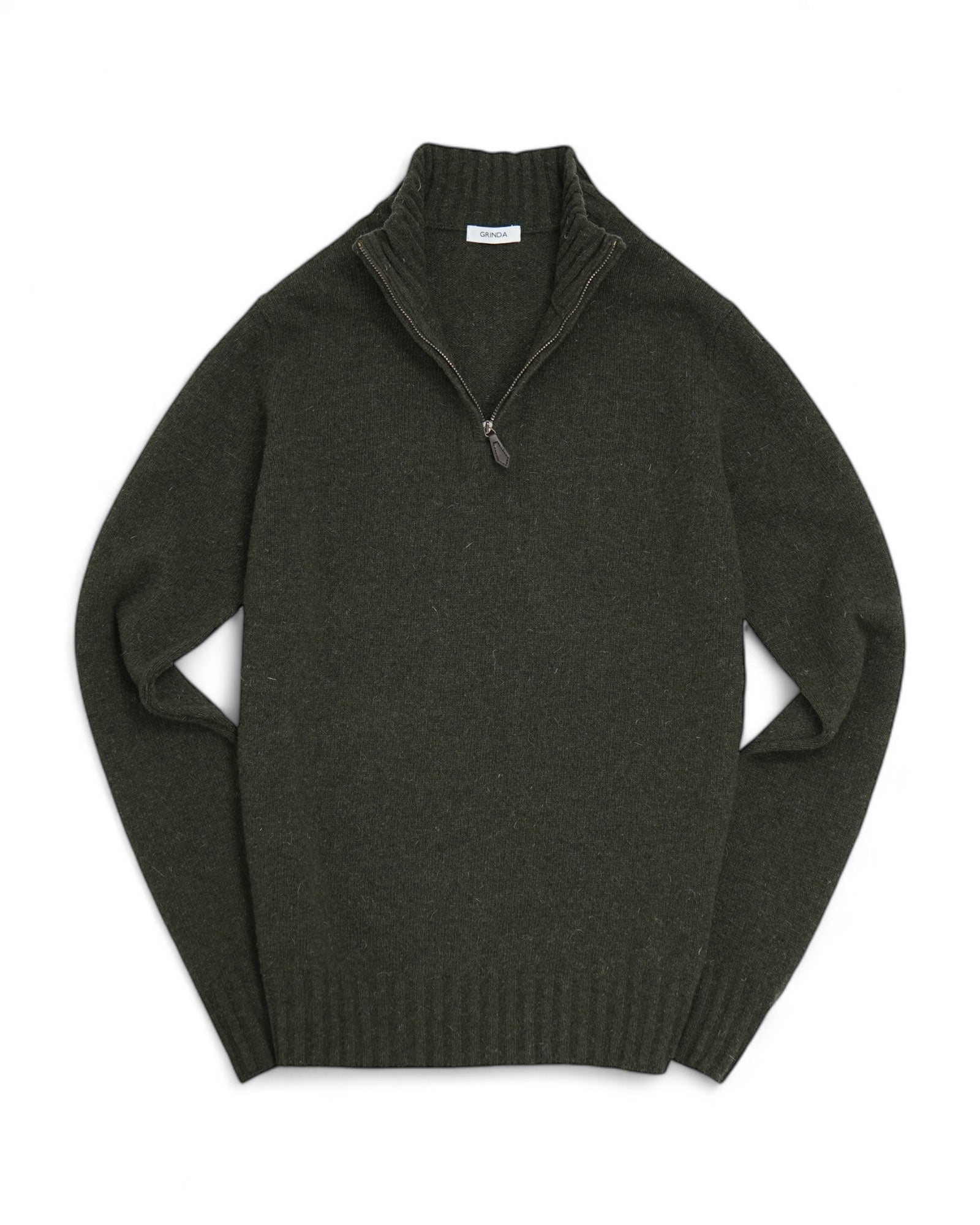 Half-zip - Grön Lammullströja