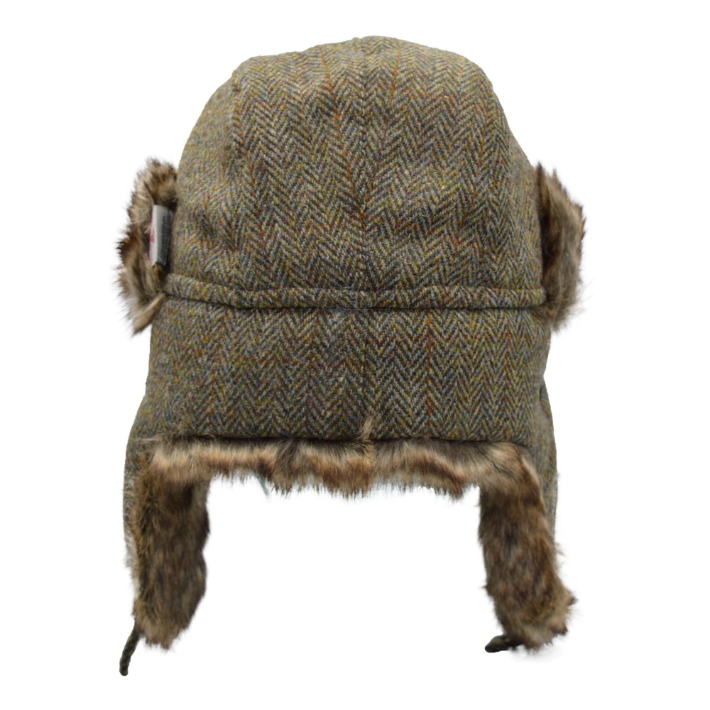 Pälsmössa Harris Tweed- Trapper Hat Charcoal 