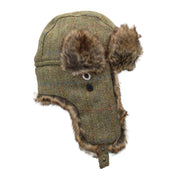 Pälsmössa Harris Tweed- Trapper Hat Moss Green