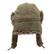 Pälsmössa Harris Tweed- Trapper Hat Moss Green