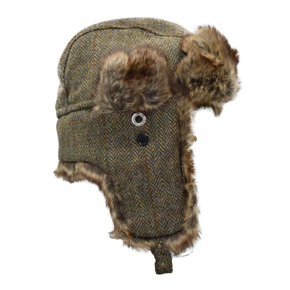 Pälsmössa Harris Tweed- Trapper Hat Charcoal 